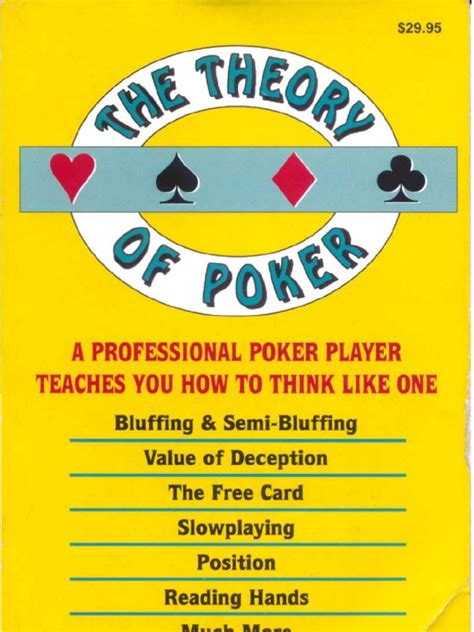 The theory of poker pdf download  The Theory of Poker Applied to No-Limit
